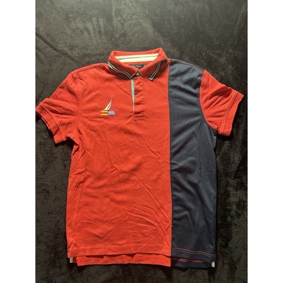 Nautica Other - Nautical Red And Blue Sailing Polo A Bit Trimmer Fit